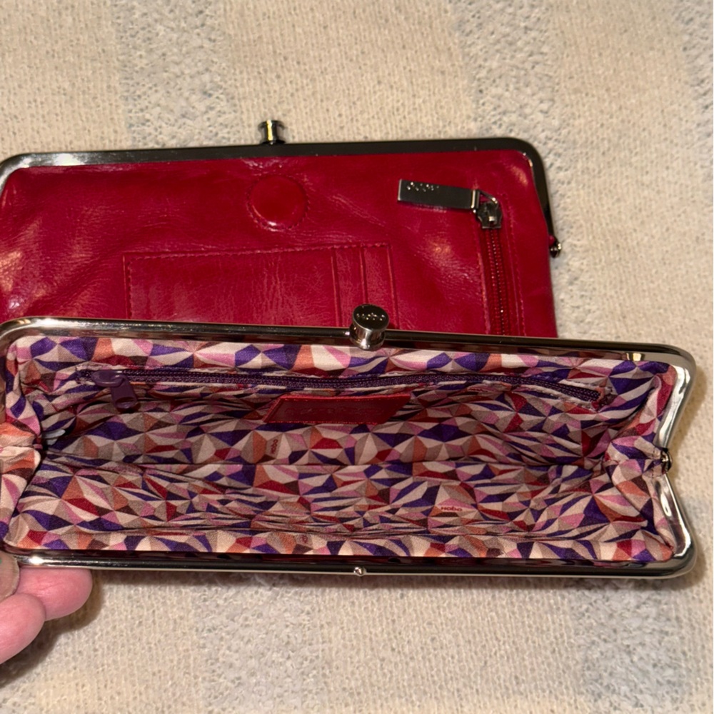 New HOBO International Lauren Double Frame Red Leather Wristlet Clutch - Picture 7 of 8